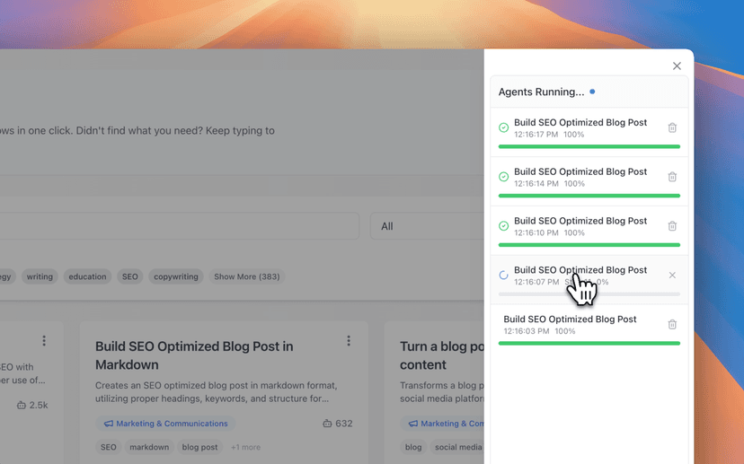 Background Tasks feature visual