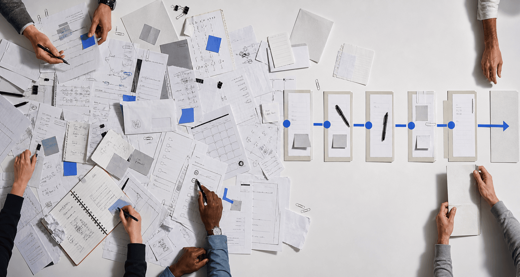Scattered business artifacts resolve into one clear operating sequence.